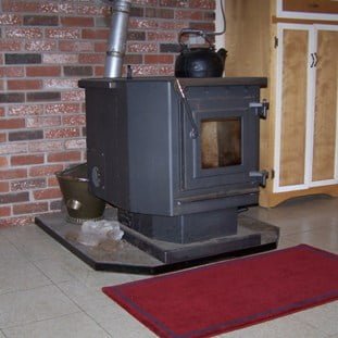 how to install a pellet stove in a corner