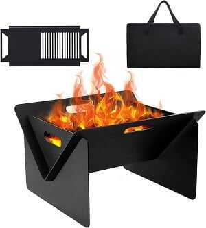 HYPATA 18 Inch Portable Metal Fire Pit for Camping