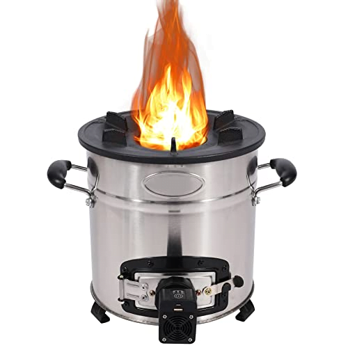Lineslife Rocket Stove Wood Burning, Portable Stainless Steel