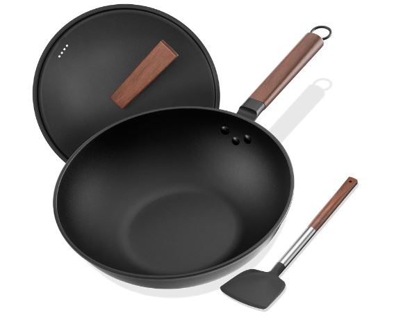 Todlabe Carbon Steel Wok, 13-Inch, Pre-Seasoned