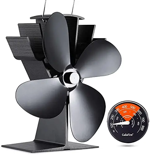 GALAFIRE 4-Blades Heat Powered Wood Stove Fan