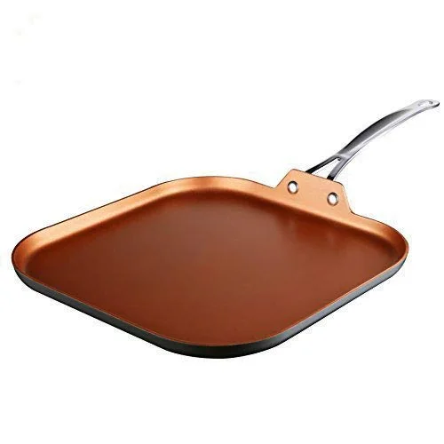 COOKSMARK 11-Inch Copper Griddle Pan for Stove Top