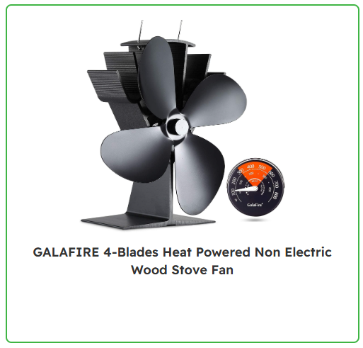 GALAFIRE 4-Blades Heat Powered Non Electric Wood Stove Fan