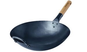 Letschef Preseasoned Carbon Steel Wok 14 Inches Hand Hammered Chinese Traditional Wok