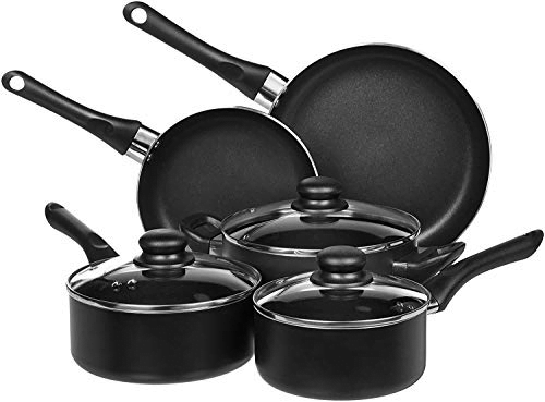 Amazon Basics Non-Stick Cookware Set, Pots and Pans - 8-Piece Set
