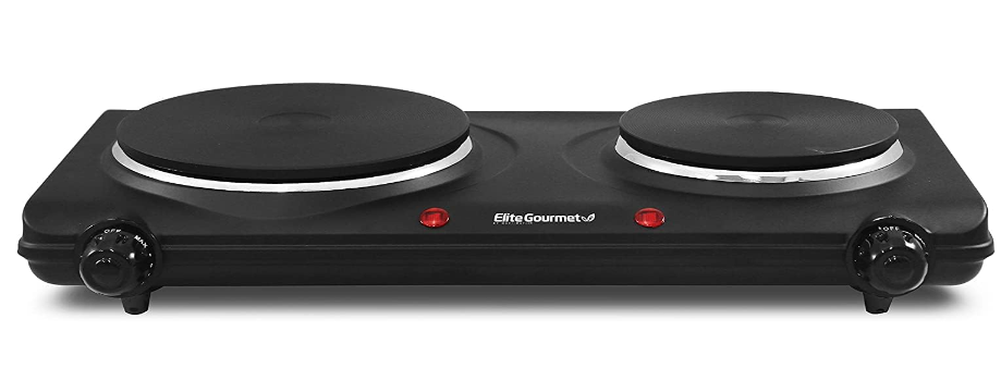 Elite Gourmet EDB-302BF Countertop Double Cast Iron Burner