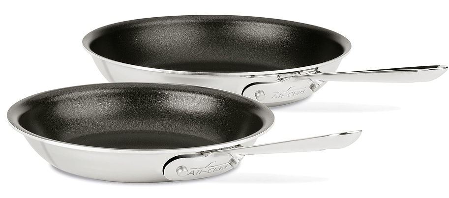 All-Clad D3 3-Ply Stainless Steel and Nonstick Surface 2 Piece Fry Pan Set