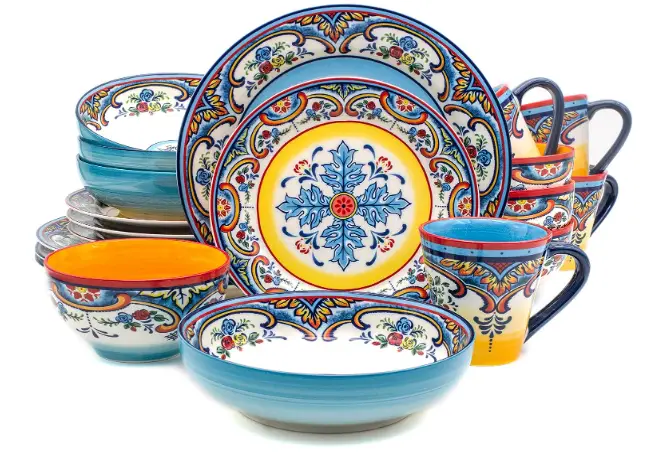 Euro Ceramica Zanzibar Collection Vibrant 20 Piece Oven Safe