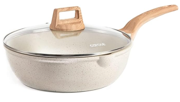 CAROTE 12Inch Nonstick Deep Frying Pan with Lid