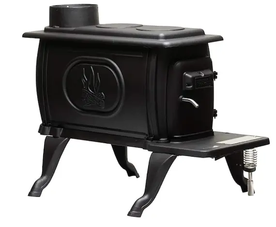 US Stove Company Rustic 900 Square Foot Clean Cast Iron Log Burning Wood Stove