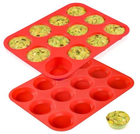 CAKETIME 12 Cups Silicone Muffin Pan