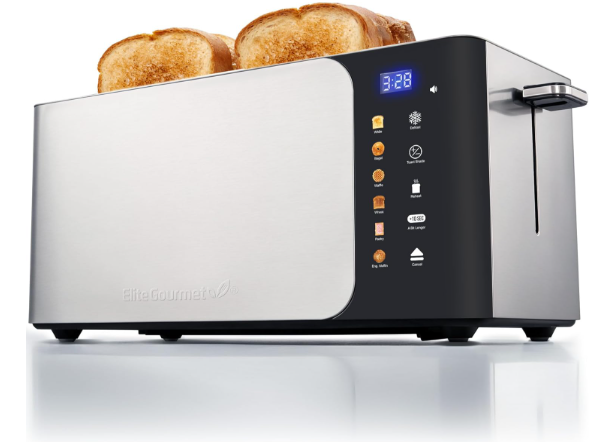 Elite Gourmet ECT5924D SmartToast Digital Long Slot 4 Slice Toaster
