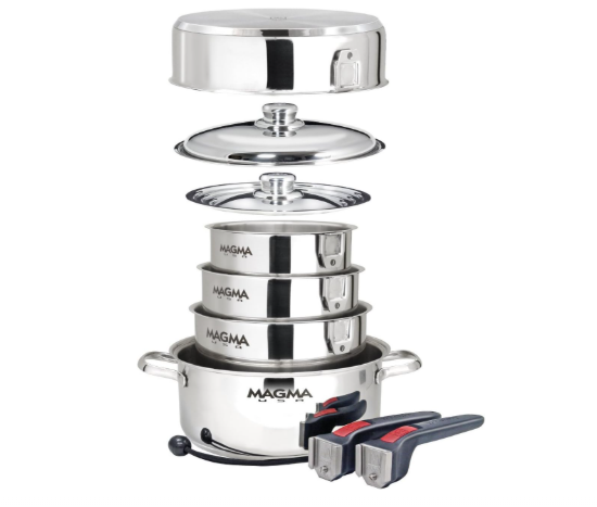 Magma 10 Piece Gourmet Nesting Stainless Steel Cookware Set