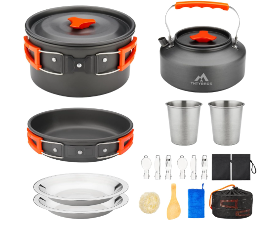 THTYBROS 17pcs Camping Cookware Kit