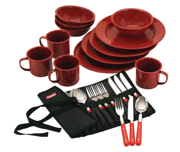 Coleman 24-Piece Enamel Dinnerware Set