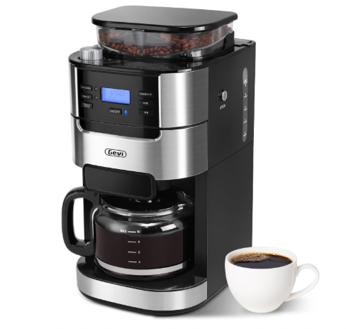 Gevi 10-Cup Drip Coffee Maker with Built-in Burr Grinder