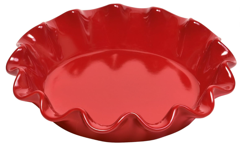 Emile Henry Made In France Burgundy Ruffled Pie Dish