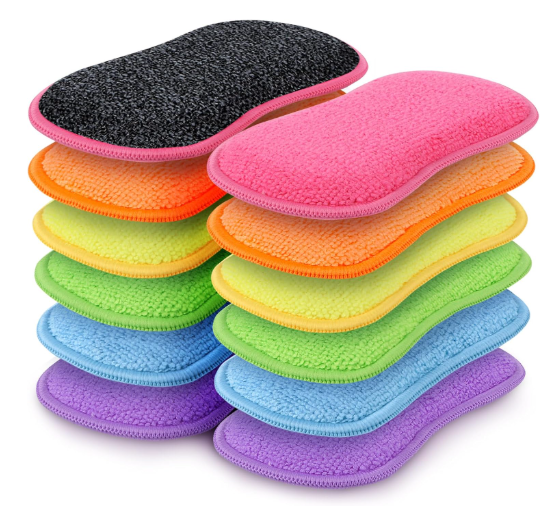 HOMEXCEL 12 Pack Multi-Purpose Scrub Sponges