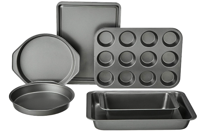 Amazon Basics 6 Piece Nonstick Carbon Steel Bakeware Set with Cake