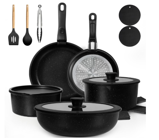 KIKCOIN 20 Pcs Pots and Pans Set Non Stick