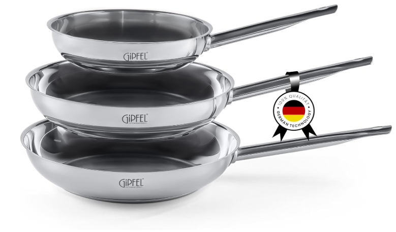 GIPFEL INTERNATIONAL 3 Piece Stainless Steel Frying Pan Set
