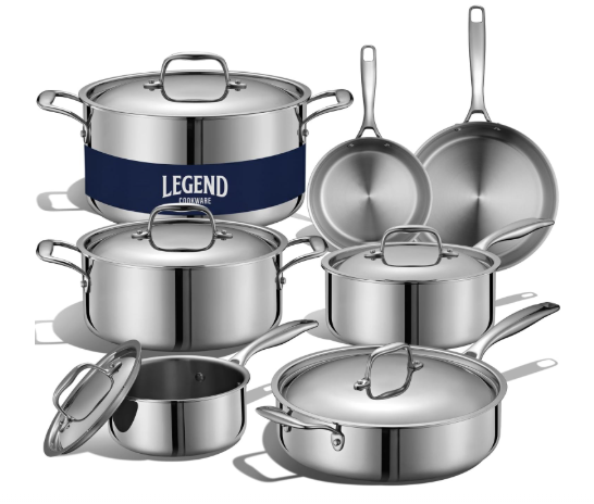 LEGEND COOKWARE 5-Ply Stainless Steel Cookware Set
