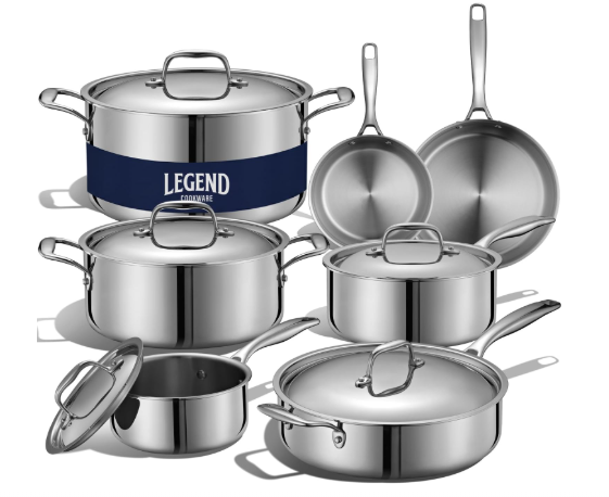 LEGEND COOKWARE 5-Ply Stainless Steel Cookware Set