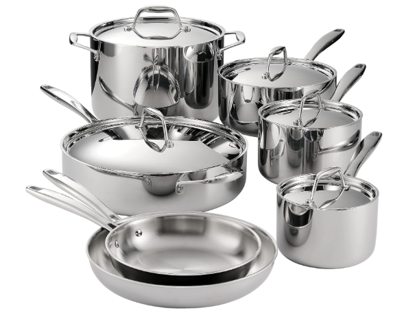 Tramontina Signature Tri-Ply Clad Stainless Steel 12-Piece Cookware Set with Lids