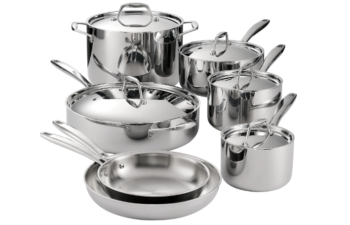 Tramontina Signature Tri-Ply Clad Stainless Steel 12-Piece Cookware Set with Lids