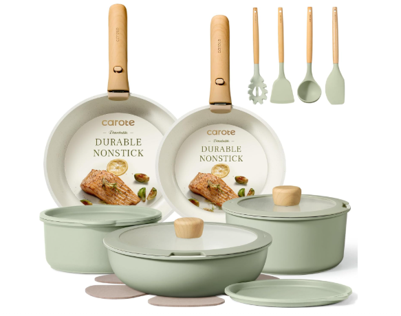 CAROTE Pots and Pans Set, Nonstick Cookware Set Detachable Handle