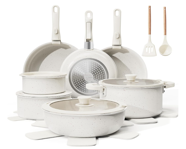 Bazova 22-Piece Pots and Pans Set Non Stick with Removable Handles