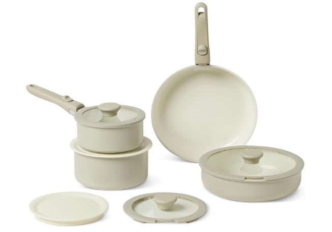 Ceramic Nonstick Pots and Pans Set with Detachable handle