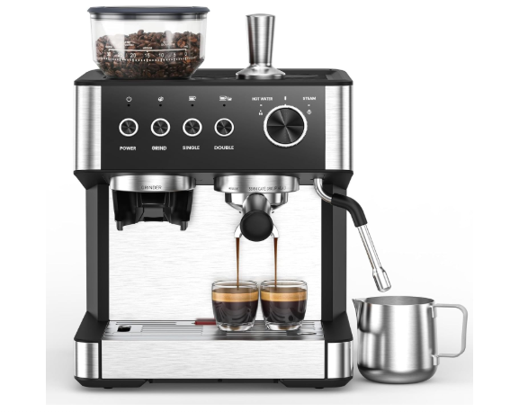 Expresso Coffee Machines with Built-in Anti-Clog Coffee Grinder