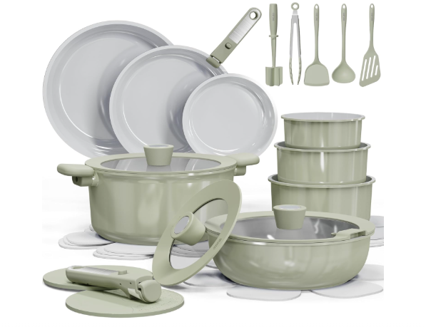 CAROTE 27pcs Ceramic Cookware Set Nonstick