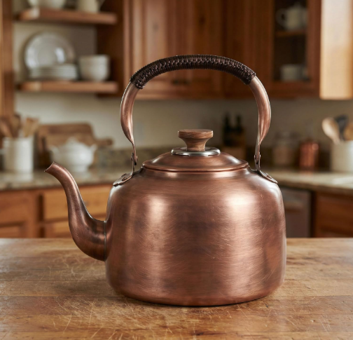 Owlorize copper whistling kettle for stovetop
