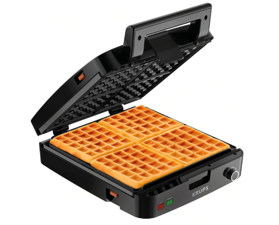 KRUPS 4-Slice Belgian Waffle Maker Nonstick Removable Plates