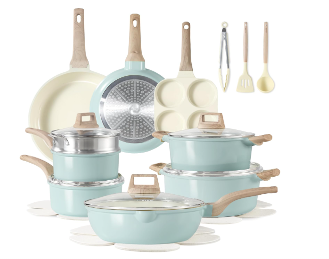 CAROTE 21pcs Ceramic Cookware Sets